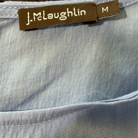 J. Mclaughlin Women's Top Blue Ruffled Bell Sleeve Cotton Stretch Career Size M - Picture 6 of 8